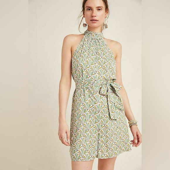 Anthropologie Pants - Green Patterned Halter Romper Anthropologie Women’s Size M Medium